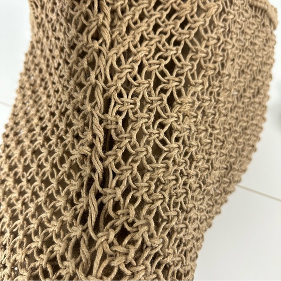 Fabulous MJ New York Tan Boho Woven Tote With Cream & Tan Braided Tassels - Picture 10 of 13